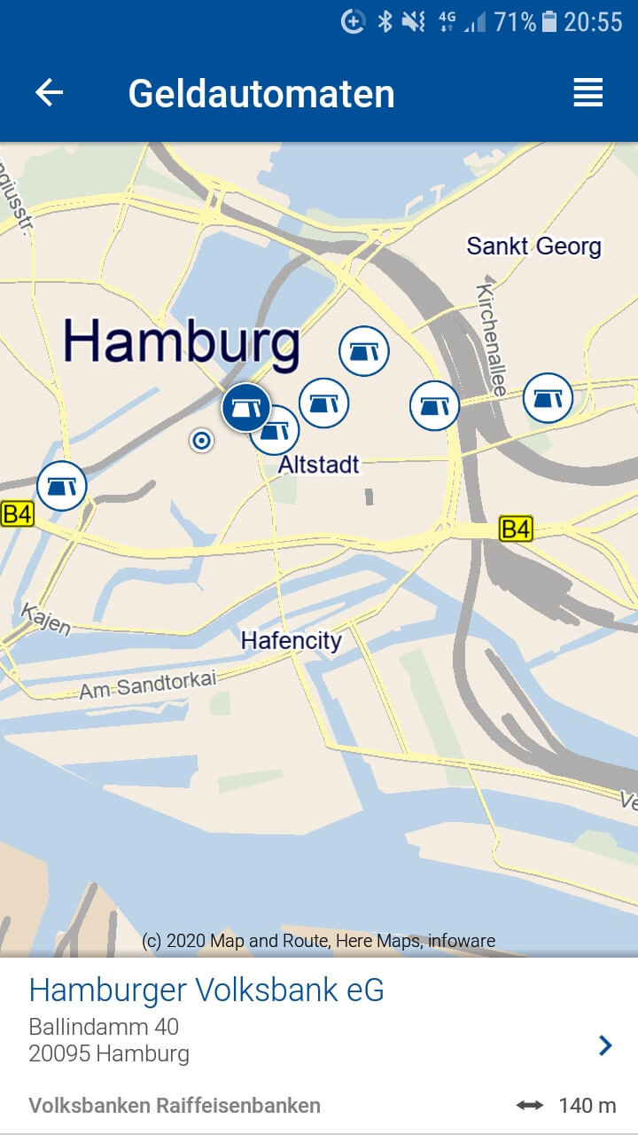 Bankautomaten im Stadtplan